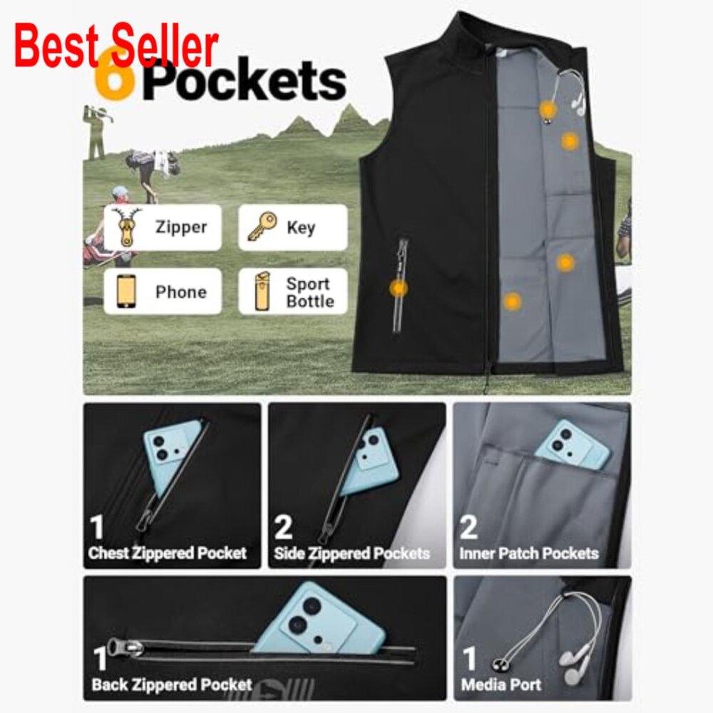 Lightweight Polyester Windproof Softshell Vest fo… - image 3